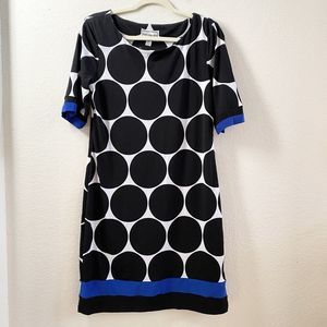 Karin Steven’s Shift Women's Black‎ White Polka Dot Size 10